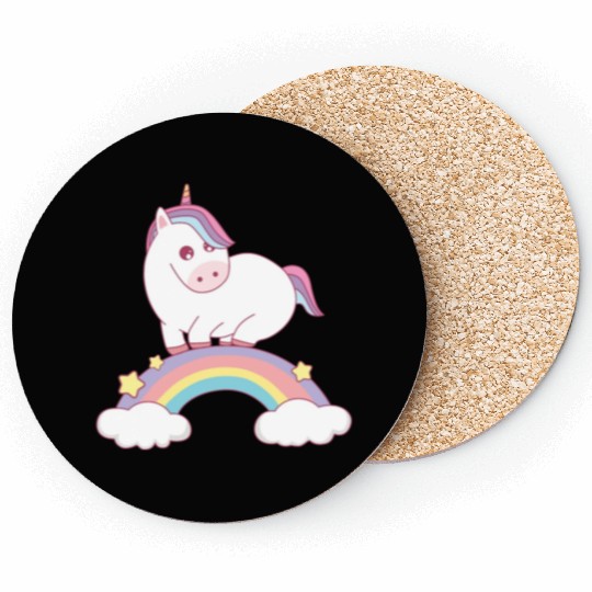 unicorn standing on rainbow Coasters