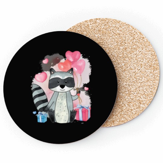 Raccoon Valentines Day Trash Panda Raccoon lover Coasters