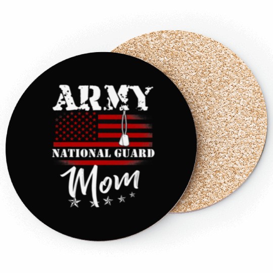 Proud Army National Guard Mom US Flag Tees US Mili Coasters