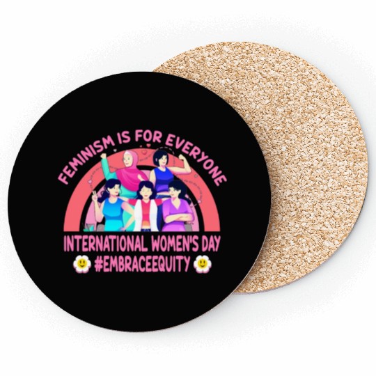 International Women's Day Embrace Equity Feminism Coasters