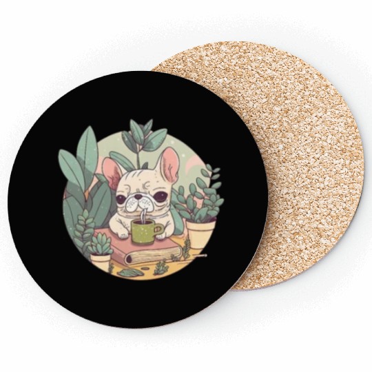 Cute Frenchie, Coffee & Books: A Perfect Pairing Coasters