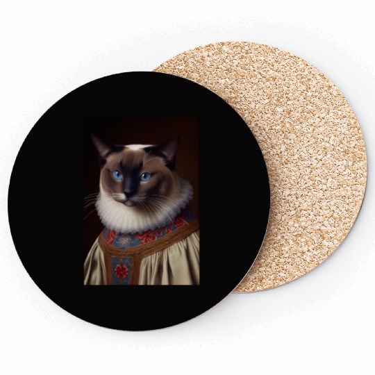 Snowshoe Queen Cat Breed Portrait Royal Renaissanc Coasters