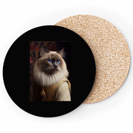 Ragdoll Cat Breed Portrait Royal Renaissance Anima Coasters