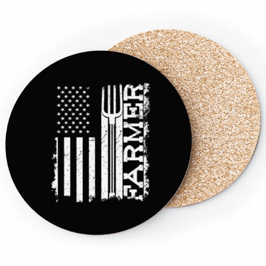 American Flag Patriotic Farmer Farming Coasters
