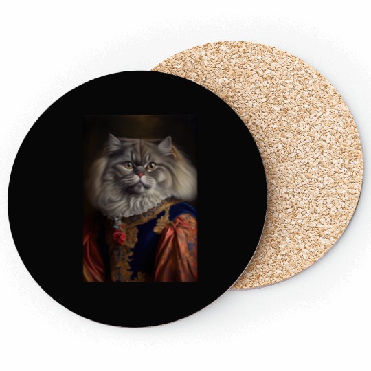 British Longhair King Cat Breed Portrait Royal Ren Coasters