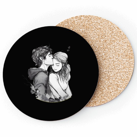 Romantic couple embrace lovingly ink Coasters