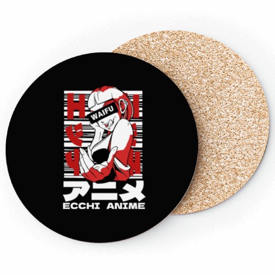 Japanese Ecchi Anime Aesthetic Waifu Manga Girl Coasters