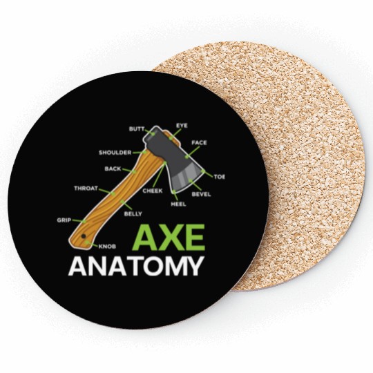 Funny Axe Anatomy For Axe Thrower Coasters