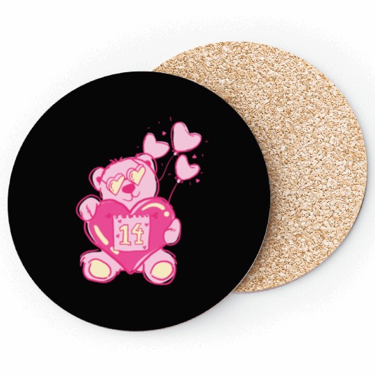 Teddy bear valentine with balloons Coasters