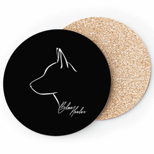 Funny Blue Heeler Profile dog mom Coasters