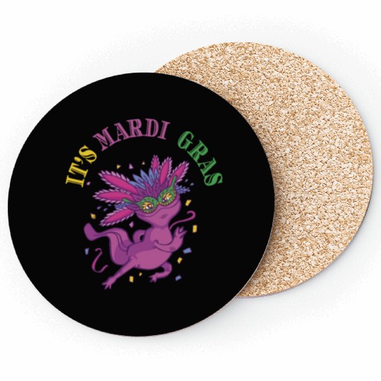 Axolotl Mardi Gras ITS MARDI GRAS AXOLOTL Coasters