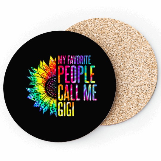 My Favorite People Call Me Gigi Sunflower Tie Dye Coasters