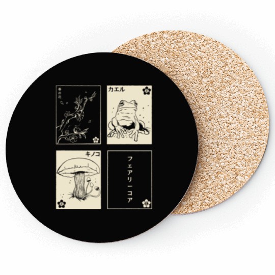 Cottagecore Tarot Cards Fungi Frog Goblincore Coasters