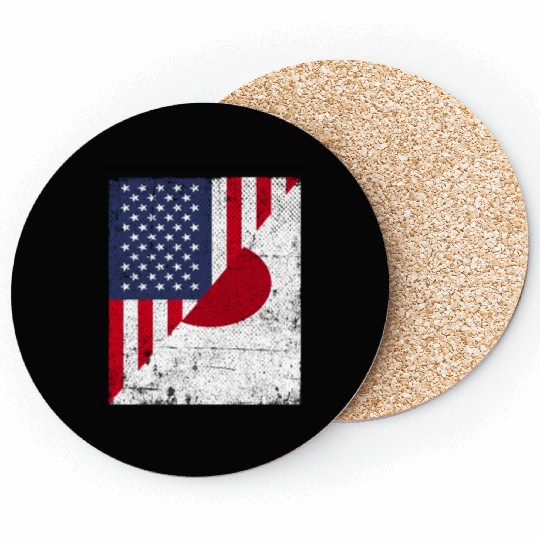 Half USA Flag Half Japan Flag Coasters