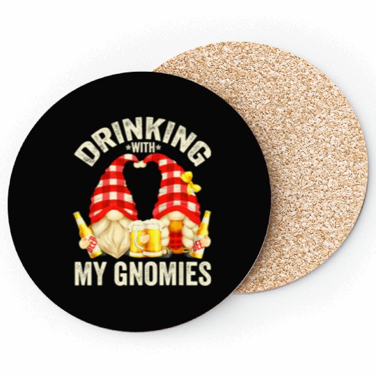 Beer Drinking With My Gnomies For Women Funny Beer Coasters