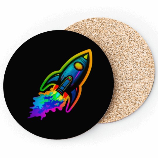 Psychedelic Retro Neon Rocket Coasters