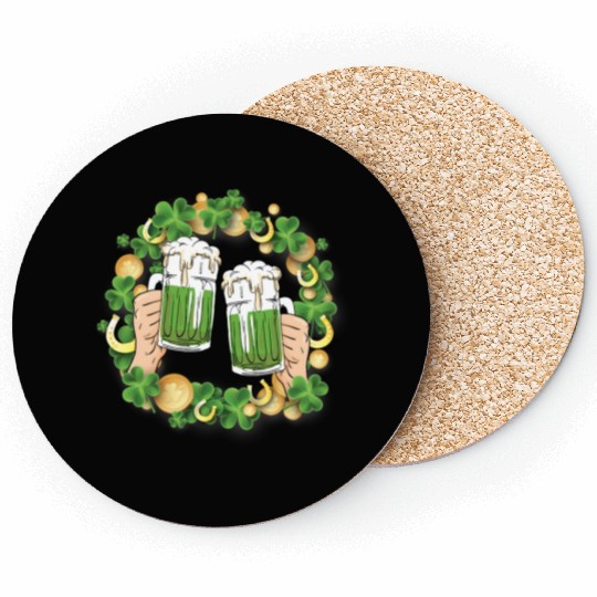 St. Patrick's Day Irish Green Beer, Wine Cups Coasters