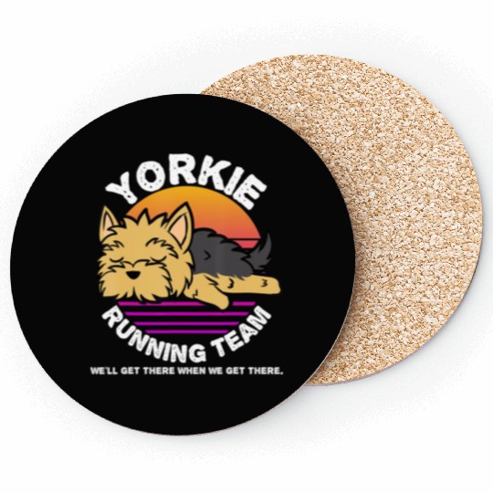 Funny Yorkie Running Team Coasters