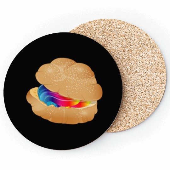 Illustration of a colorful filled cream puff Coasters