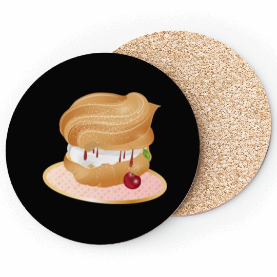 Cream puffs filled with cream and cherries Coasters