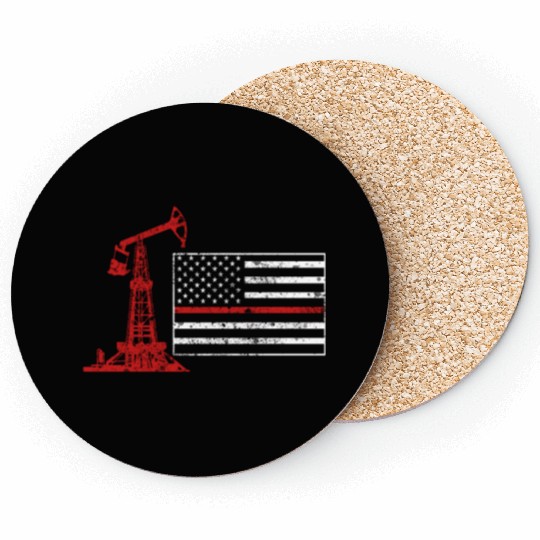 Oilfield Oil Drilling Us Flag Coasters