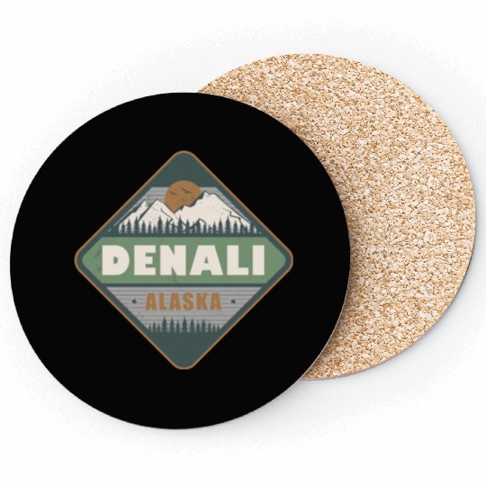 Denali Alaska US Vintage Hiking Design Coasters