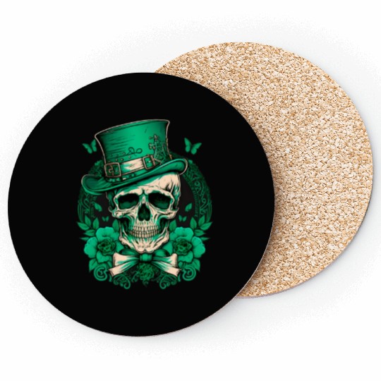 Sugar Skull Saint Patricks Day of Dead Coasters