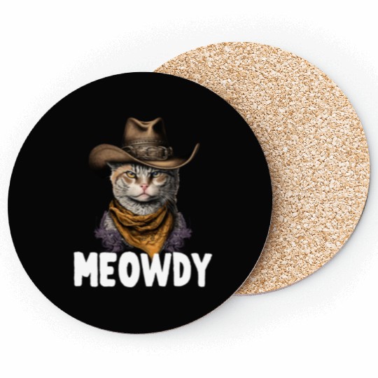 Meowdy Cat Meme Country Meow Howdy Funny Coasters
