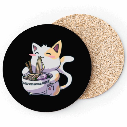 Ramen Cat Kawaii Anime Japanese Kawaii Neko Coasters