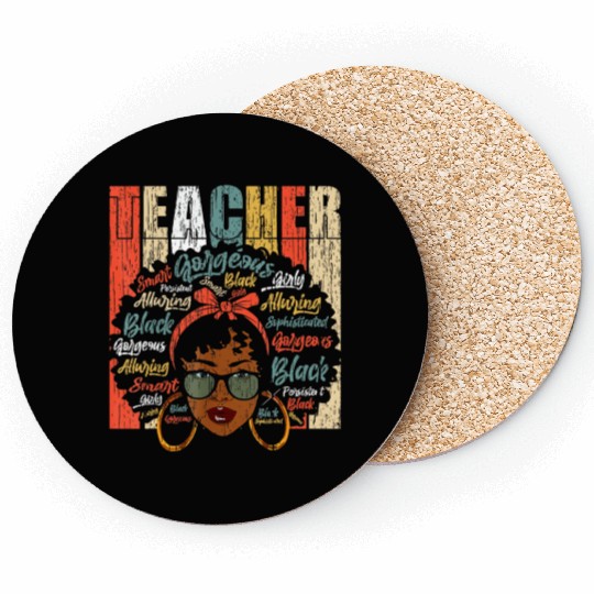 Black Smart Teacher Afro Love Melanin African Amer Coasters