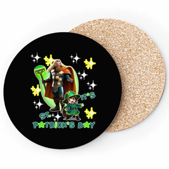 Kids St. Patrick's Day Shamrock "Thor, anime" Coasters
