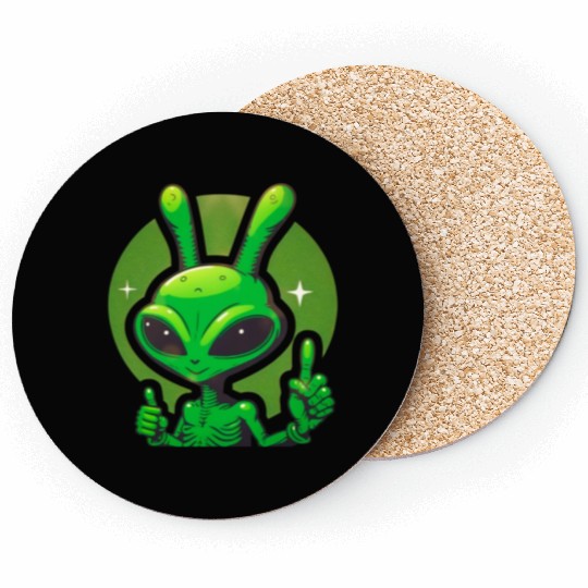 Happy green Alien Coasters