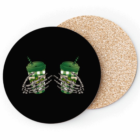 Skeleton Hand Patricks day Graphics Coasters