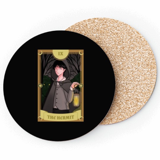 Anime Tarot Card The Hermit Occult Gothic Witch Coasters