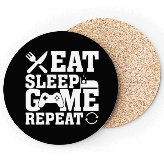 Eat Sleep Game Repeat Funny Gaming Lover Coasters
