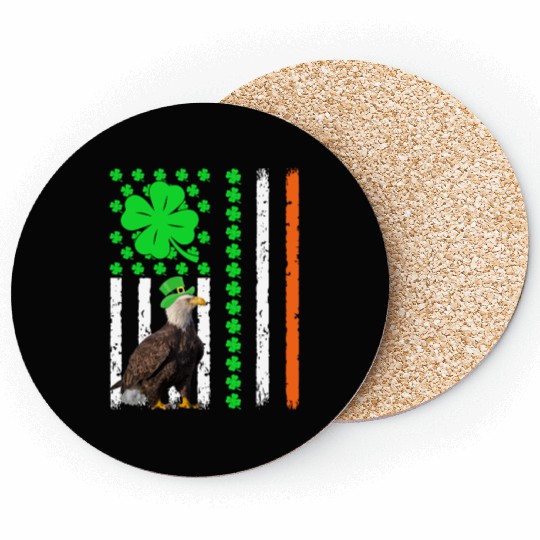 Vintage Irish American Flag Eagle St Patrick’s Day Coasters
