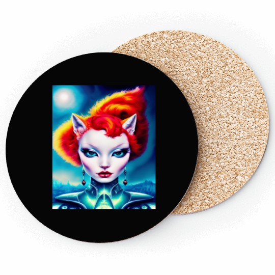 "Alien Cat Woman" Coasters