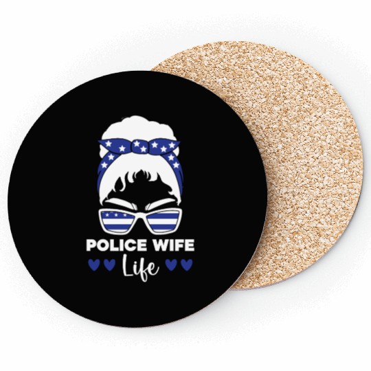 Police Wife Life Cop Law Enforcement Officer Coasters