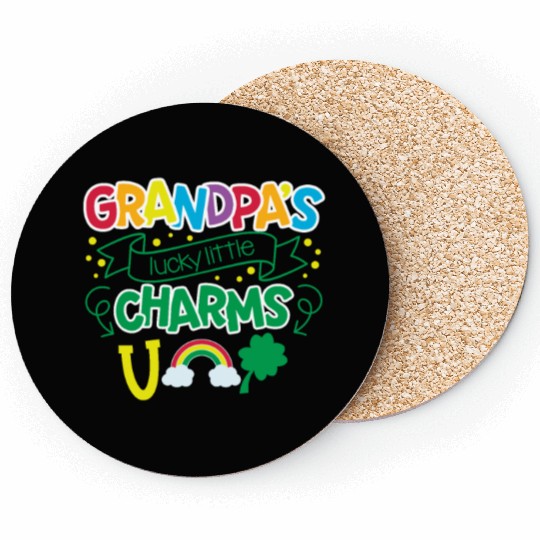 Grandpa's Lucky Little Charms Clover Shamrock Coasters