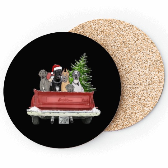 Cute Great Dane Christmas Top Dog Mom Owner Vintag Coasters