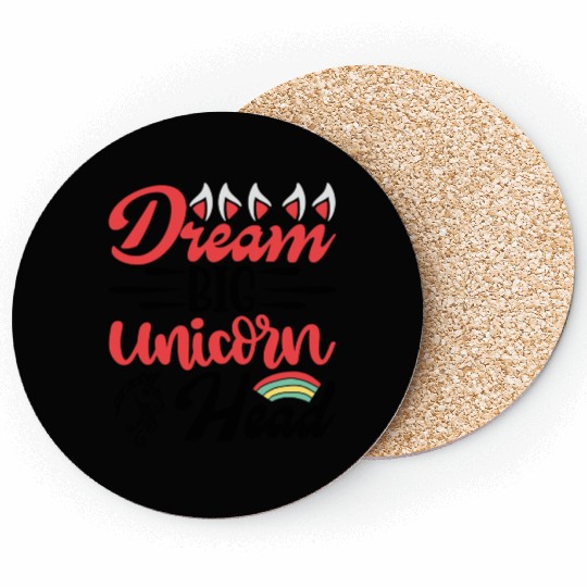 Dream Big Unicorn Head Coasters