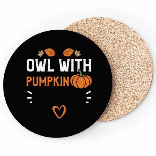 Owl With Pumpkin - Pumpkin Coasters