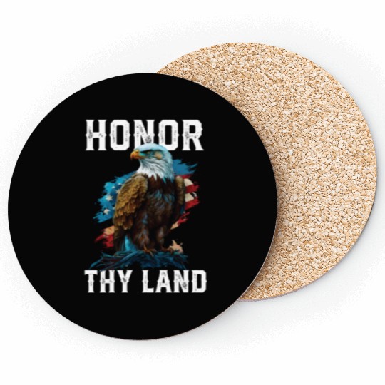Honor Thy Land American Bald Eagle America USA Coasters
