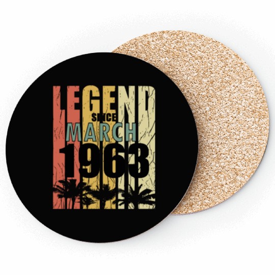 60th birthday man original March born 1963 Coasters