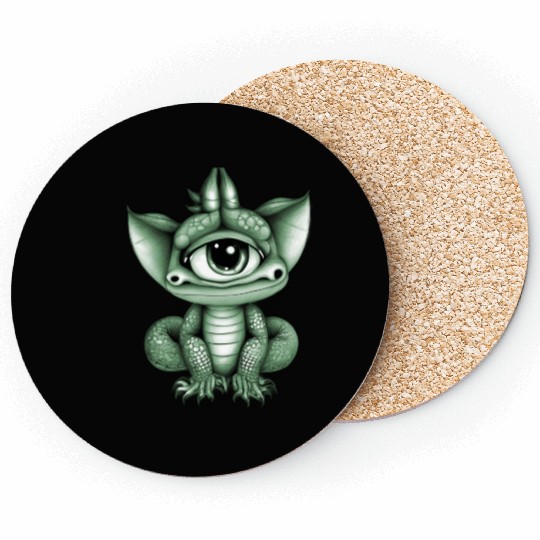 cute adorable one eyed dragon green Coasters