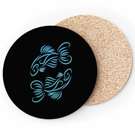 Pisces Zodiac Fish Water Sign Blue Green Coasters