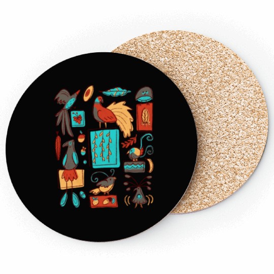 Retro 1950s Birds Of Paradise Pattern Coasters