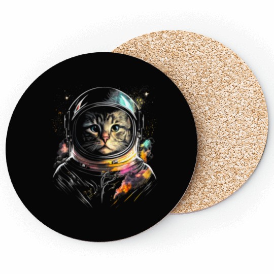 Space Cat on Galaxy Cat Lover Coasters