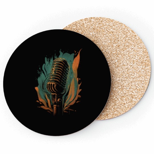 AV Technician Sound Waves Microphone Audio Music Coasters