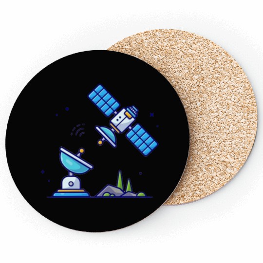 Flying satellite with antenna space Coasters